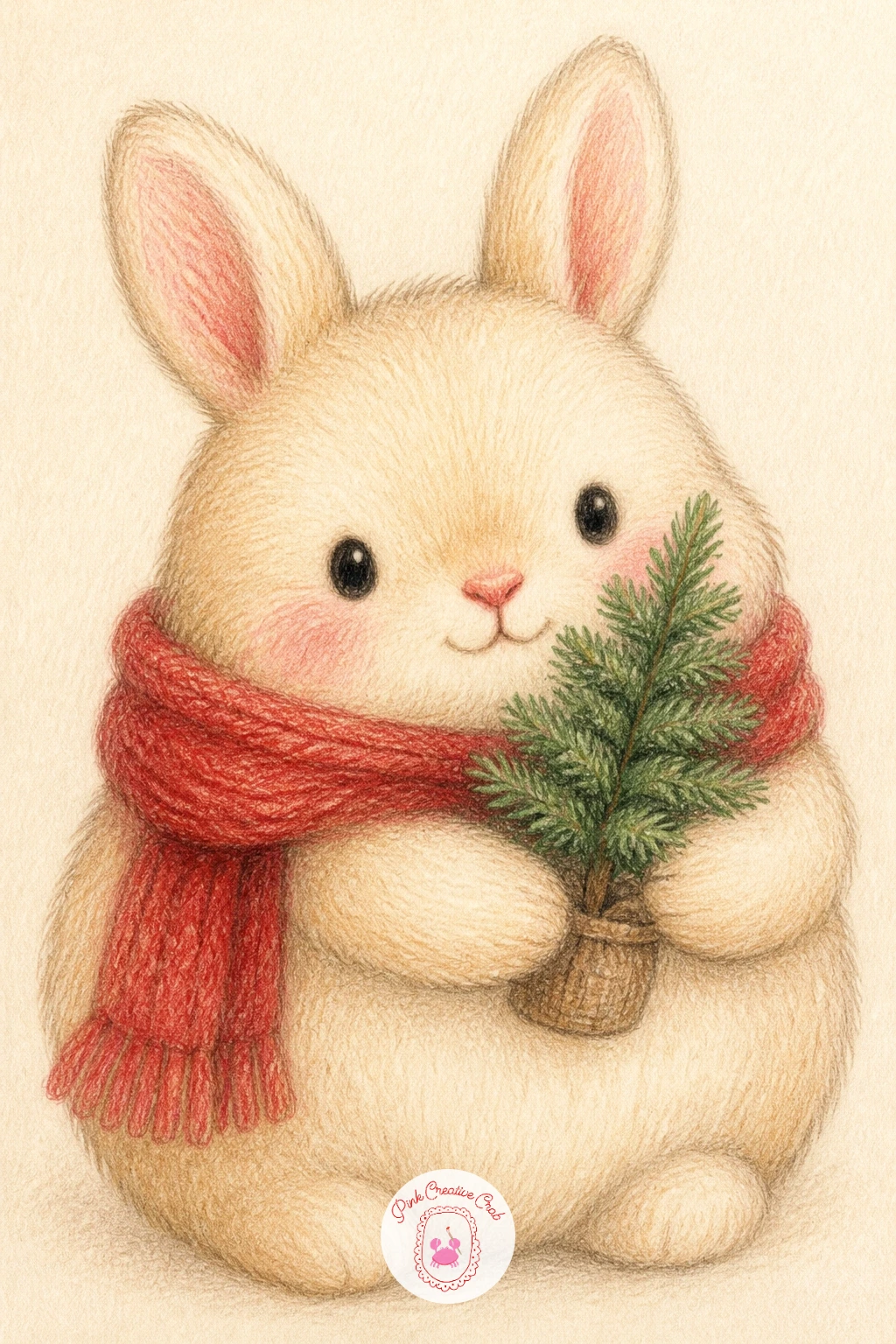 Bunny in Knitted Scarf With Tiny Tree — Start with the bunny in a knitted scarf carrying a tiny tree, since the shapes here are big and forgiving. Christmas