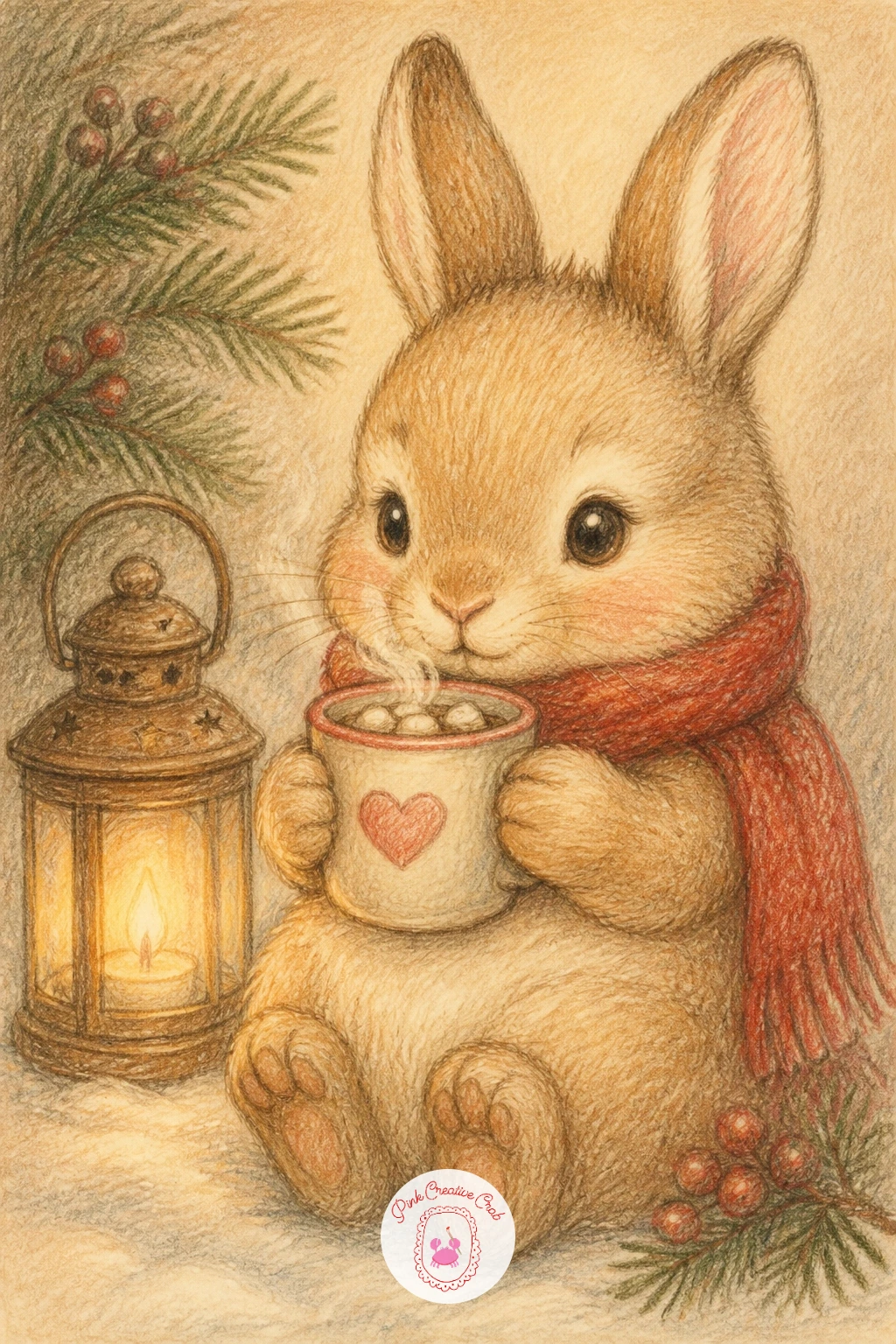 Bunny Drinking Cocoa by Lantern — Settle into something quieter with a bunny drinking cocoa by a lantern, a nice subject for practicing where light falls.