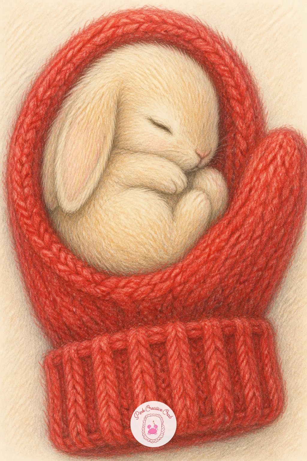 Bunny Asleep in a Mitten — For something small and sweet, draw a bunny asleep in a mitten, tucked in like the tiniest blanket. Christmas bunny drawing