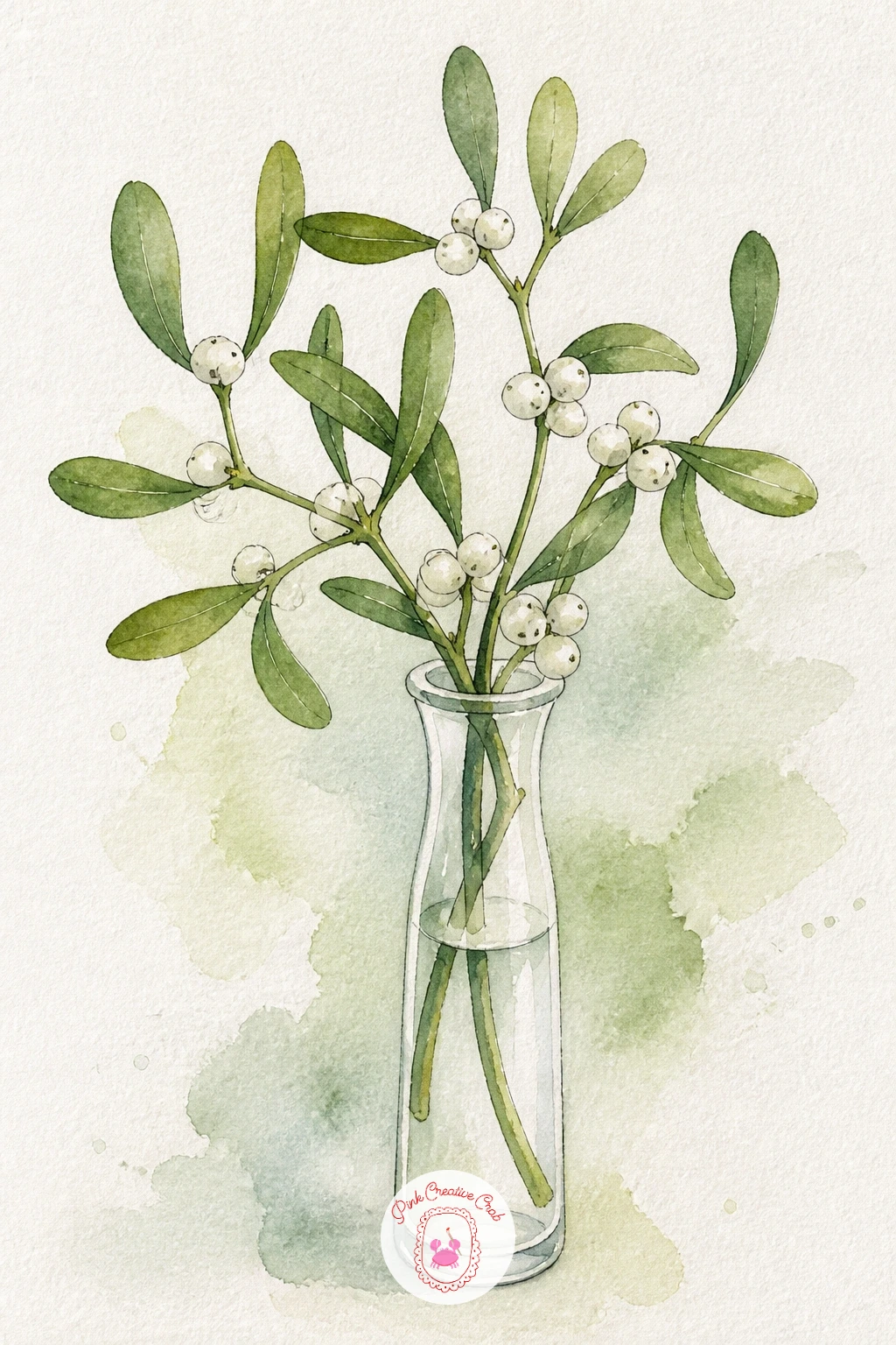 Mistletoe and Berries in a Bud Vase — Keep things small with mistletoe and its white berries arranged in a single bud vase. Christmas flowers drawing