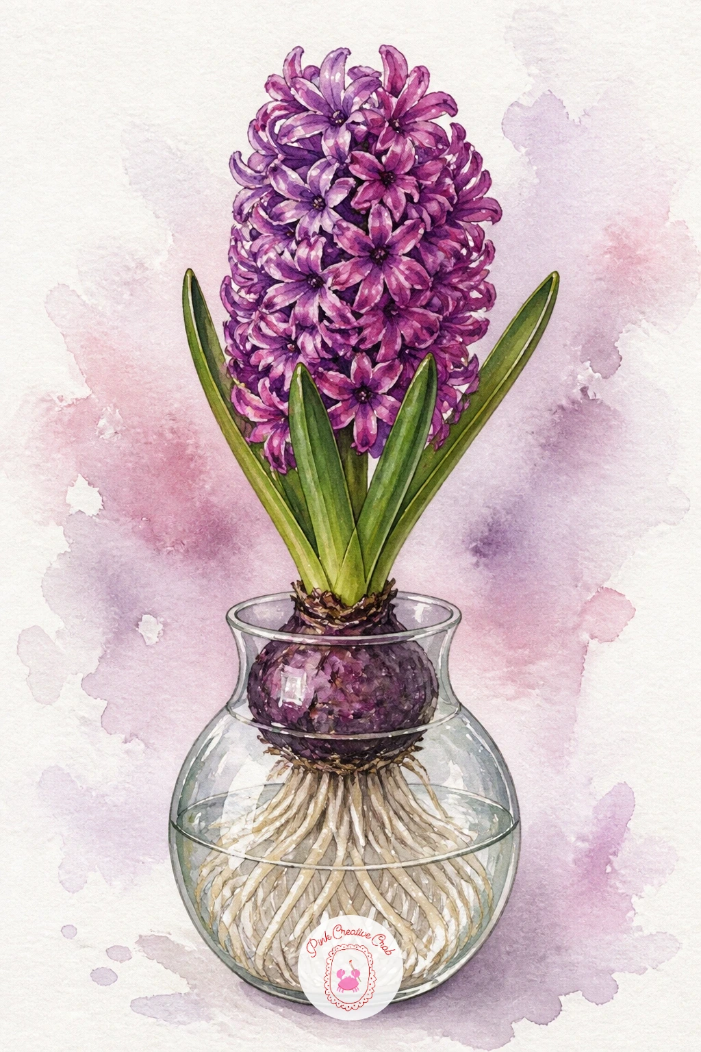 Hyacinth in a Glass Bulb Vase — Try a hyacinth growing in a clear glass bulb vase, roots and all, for something a little different. Christmas flowers drawing