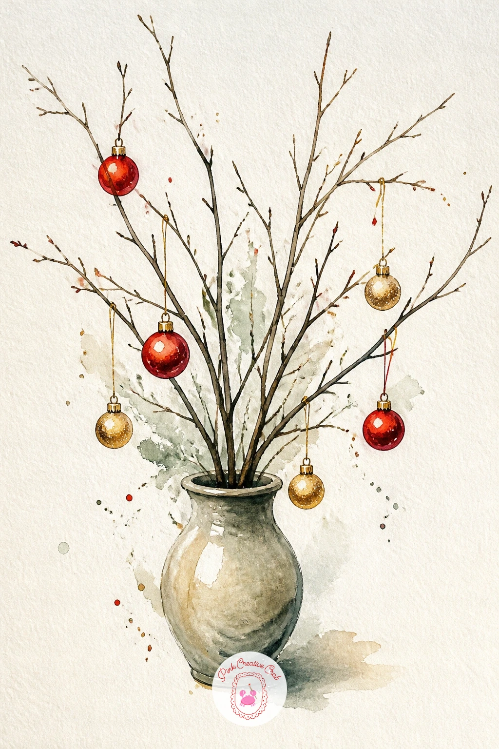 Bare Branches With Tiny Ornaments — Try something more graphic next: a vase of bare branches hung with a few tiny ornaments instead of leaves or flowers.