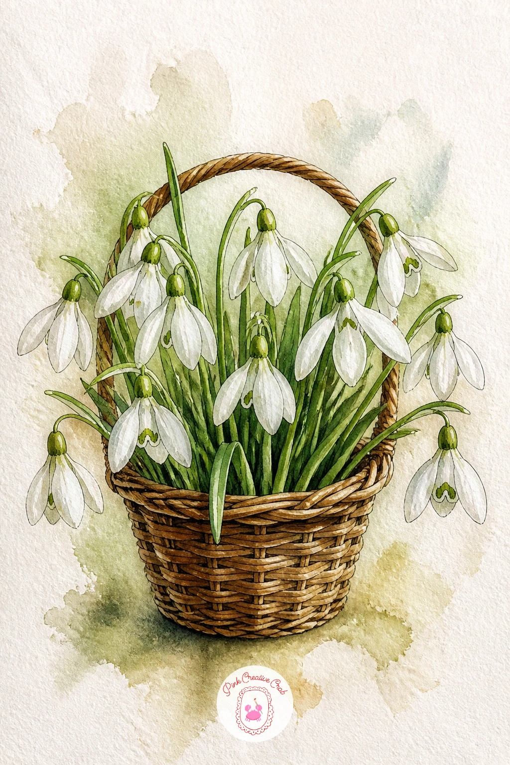 A Basket of Snowdrops — Keep things delicate with a small woven basket filled with snowdrops. Christmas flowers drawing