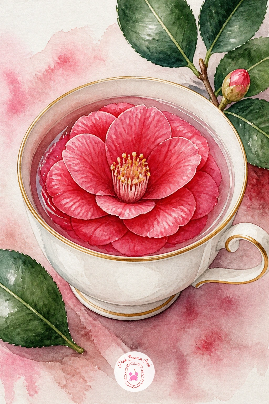 A Camellia in a Teacup — Try a single camellia bloom floating in a teacup for a quiet, pretty study. Christmas flowers drawing