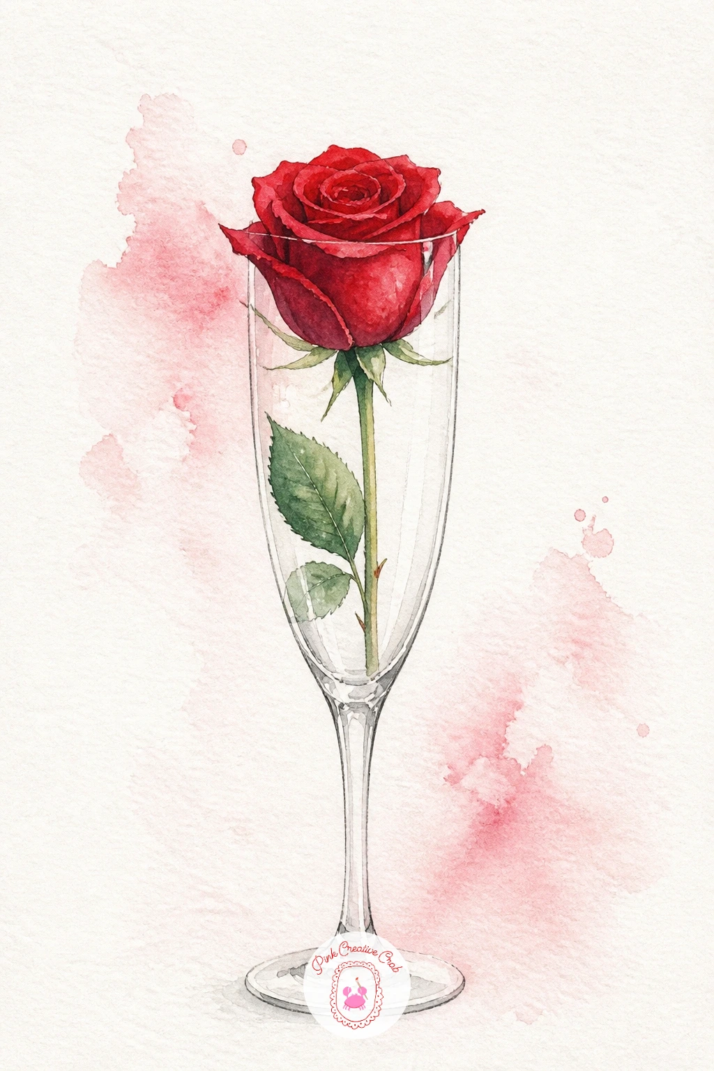 A Single Rose in a Champagne Glass — Try something unexpected with a single rose resting in a champagne glass, stem and all. Christmas flowers drawing