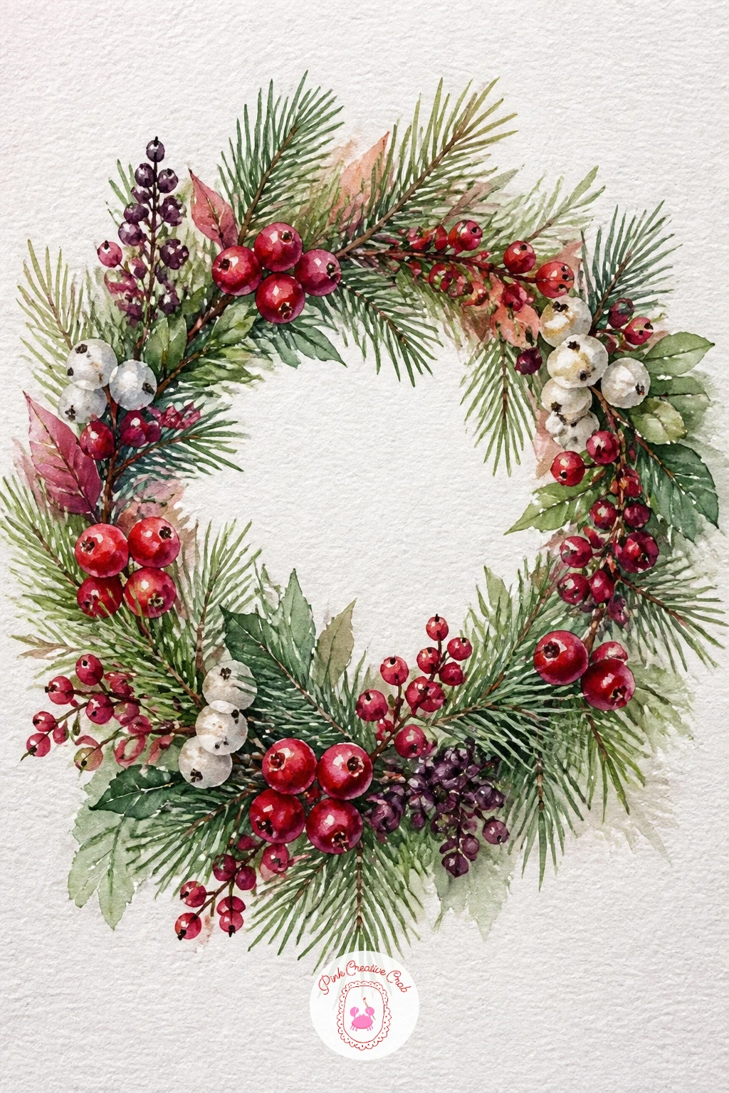 A Flower Crown of Berries and Pine — Design a flower crown made from winter berries and small pine sprigs rather than summer blooms. Christmas flowers drawing