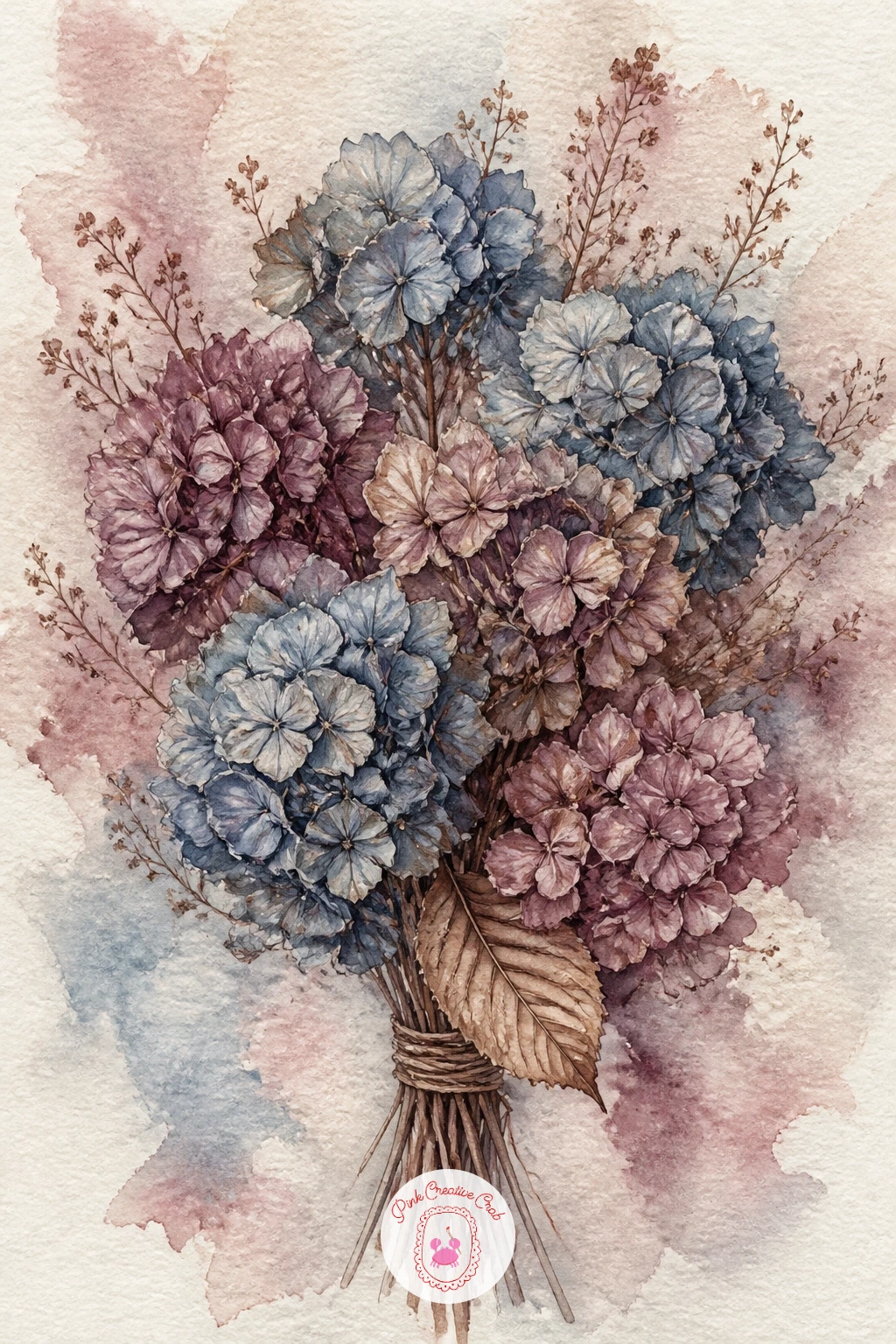 A Bouquet of Dried Hydrangeas — Return to dried flowers with a full bouquet of dried hydrangeas, their papery clusters perfect for a muted winter palette.