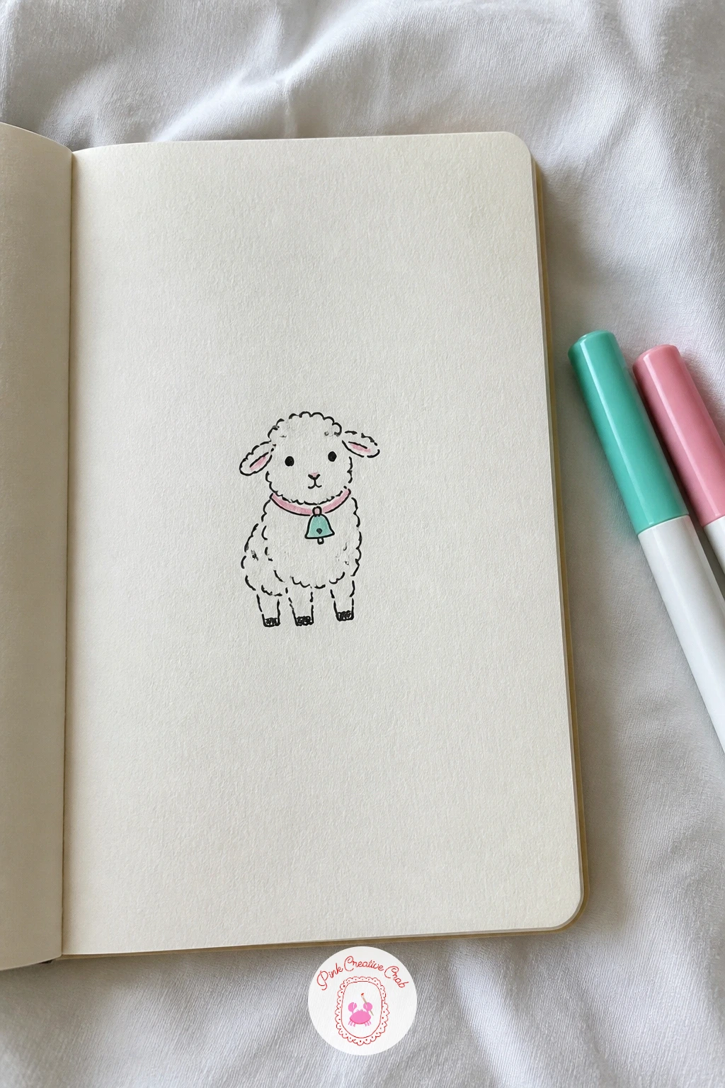 Lamb With a Bell — Following the same simple build, Lamb With a Bell uses a cloud shaped body made of small overlapping bumps, which reads instantly as wool