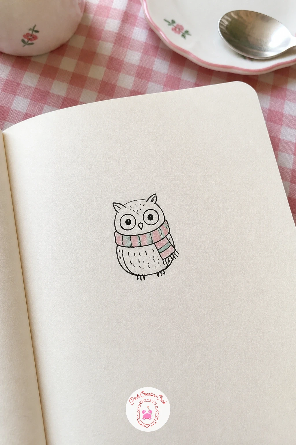 Owl With a Scarf — Owl With a Scarf works from a simple rounded triangle body, wide enough at the base to sit comfortably on the page. Christmas drawing ideas