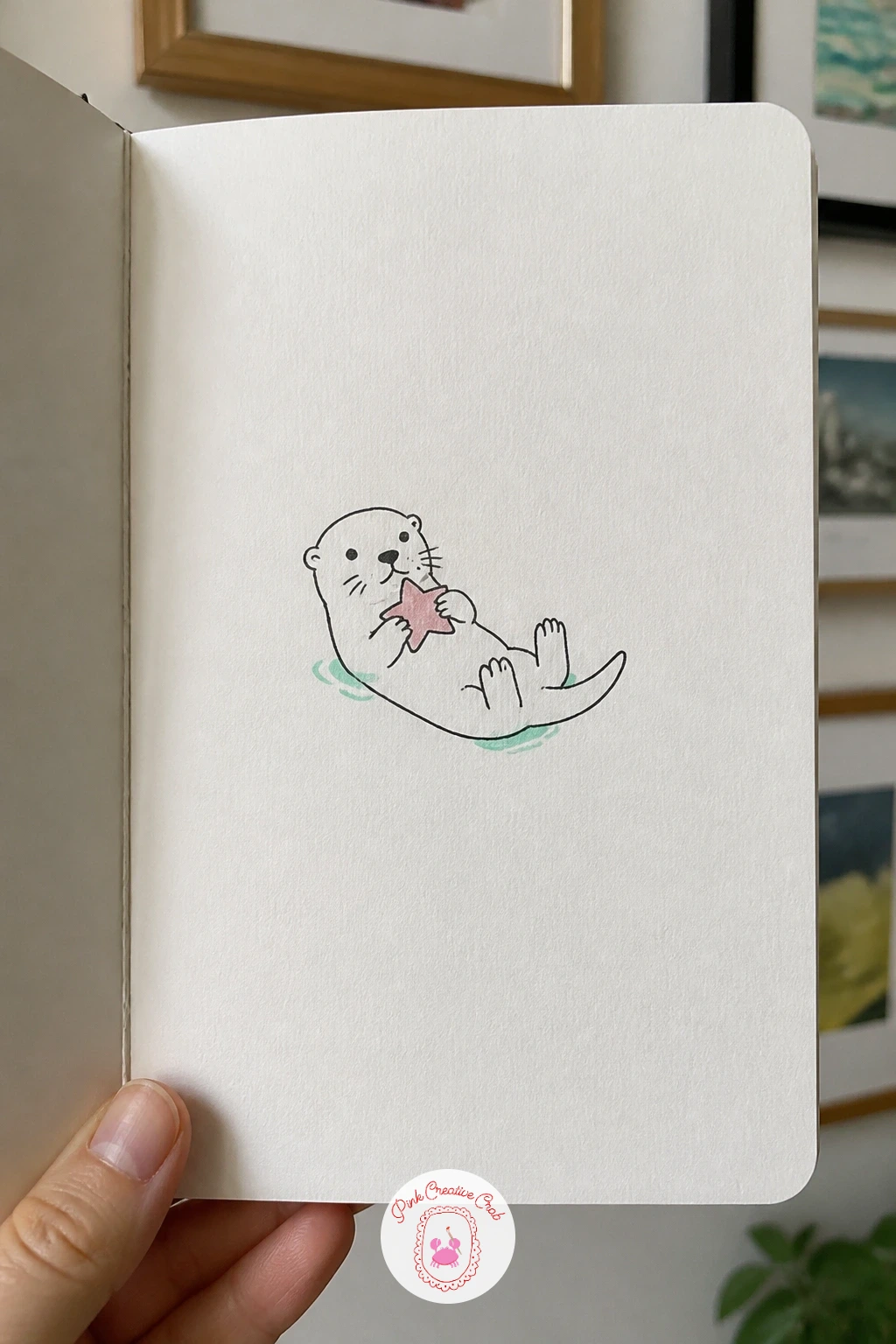 Otter Holding a Star — Otter Holding a Star moves to a floating pose on its back, a classic otter position that is easy to draw and instantly recognizable.