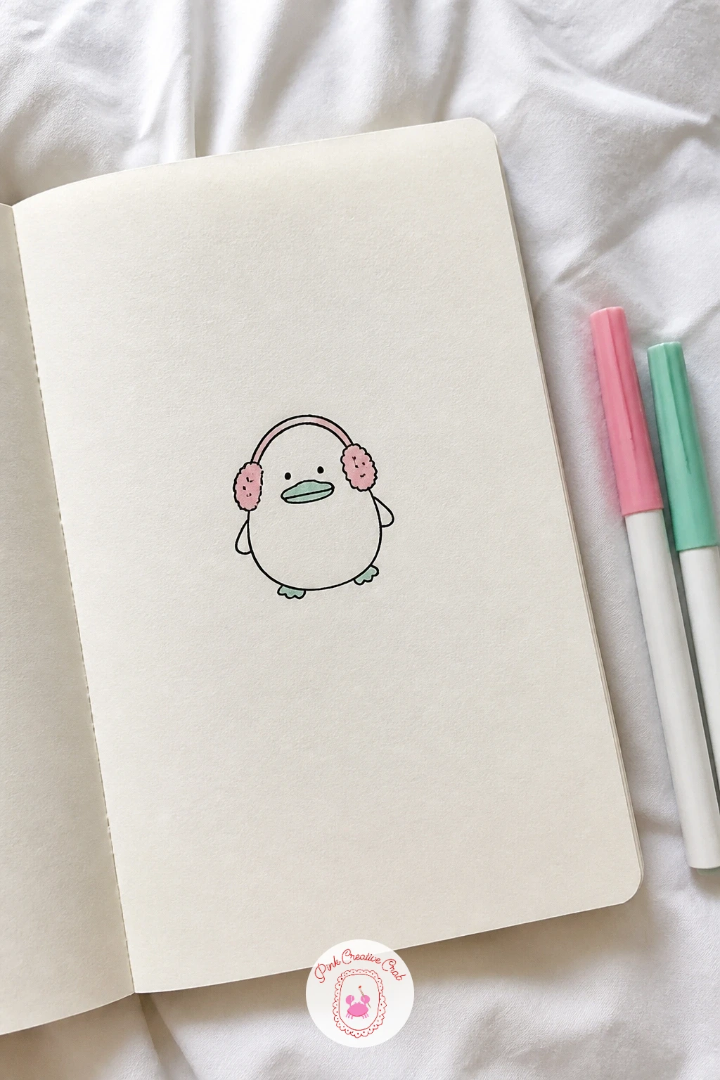 Duck With Earmuffs — Duck With Earmuffs is a quick, cheerful one built from a simple round body and head with a flat wide bill. Christmas drawing ideas easy