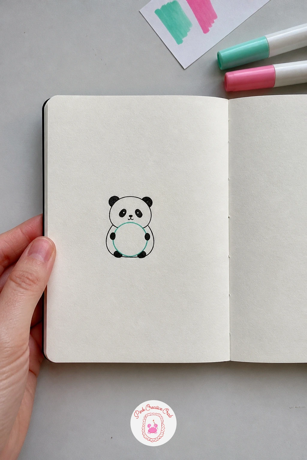 Panda With a Snowball — Panda With a Snowball keeps the classic two tone panda pattern simple while adding one small playful prop. Christmas drawing ideas easy