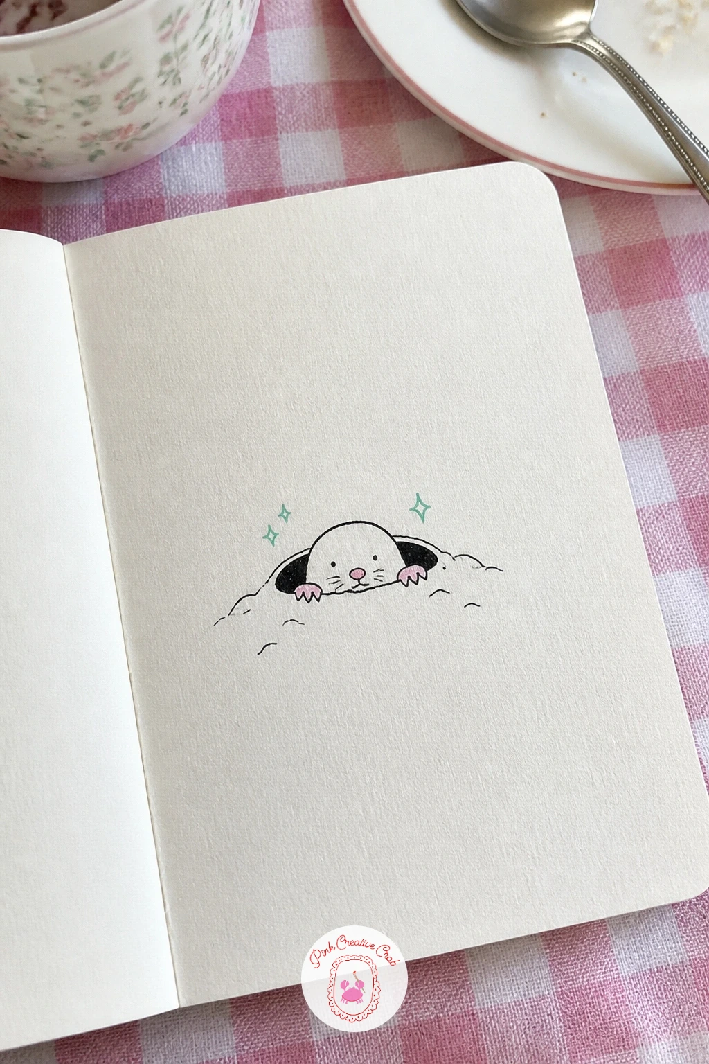 Mole Peeking From a Snowy Hole — Mole Peeking From a Snowy Hole is a sweet little vignette built from very few lines. Christmas drawing ideas easy doodles