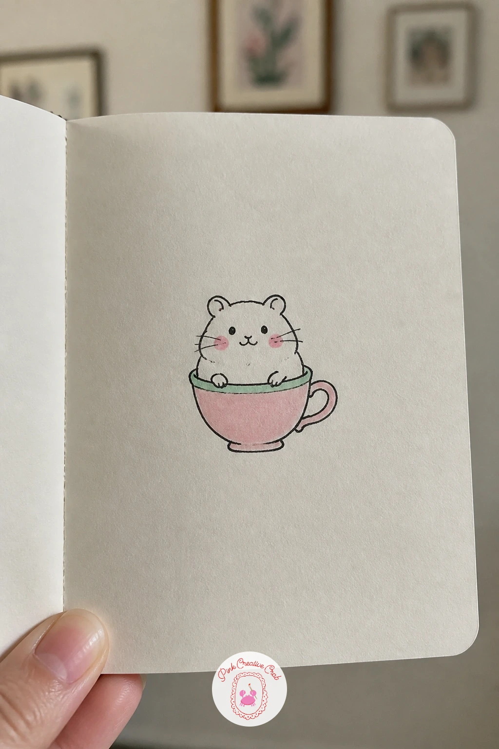 Hamster in a Teacup — Hamster in a Teacup nests a small round animal inside an everyday object for a cozy little scene. Christmas drawing ideas easy doodles