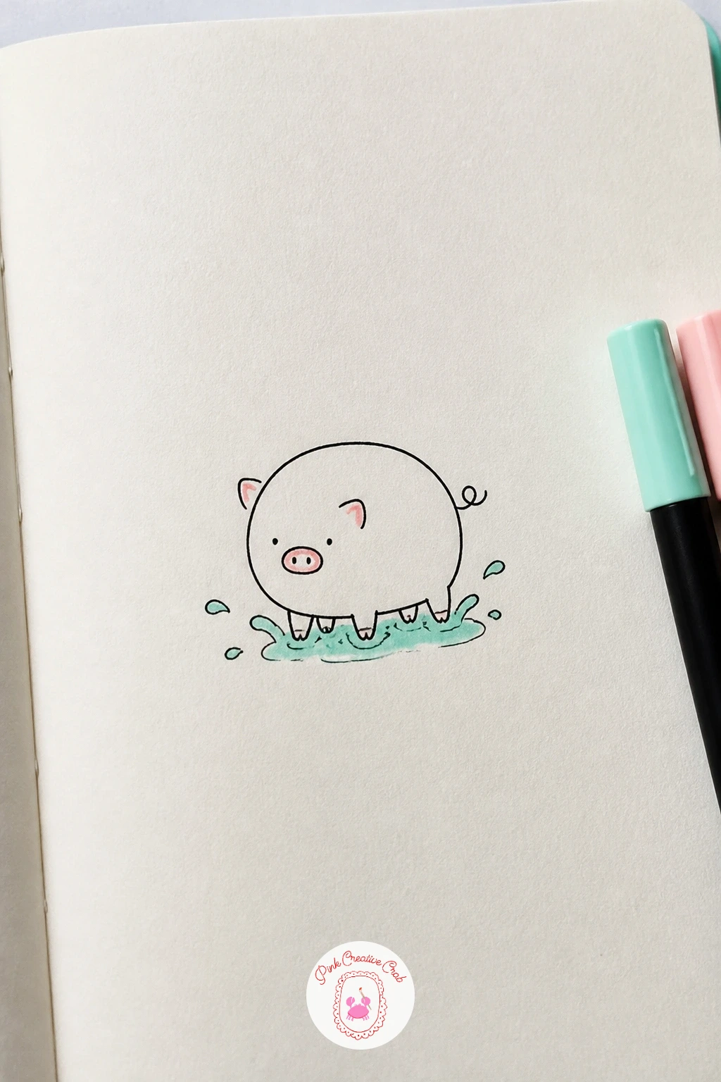 Pig in a Snowy Puddle — Pig in a Snowy Puddle closes things out with a playful, slightly silly scene. Christmas drawing ideas easy doodles