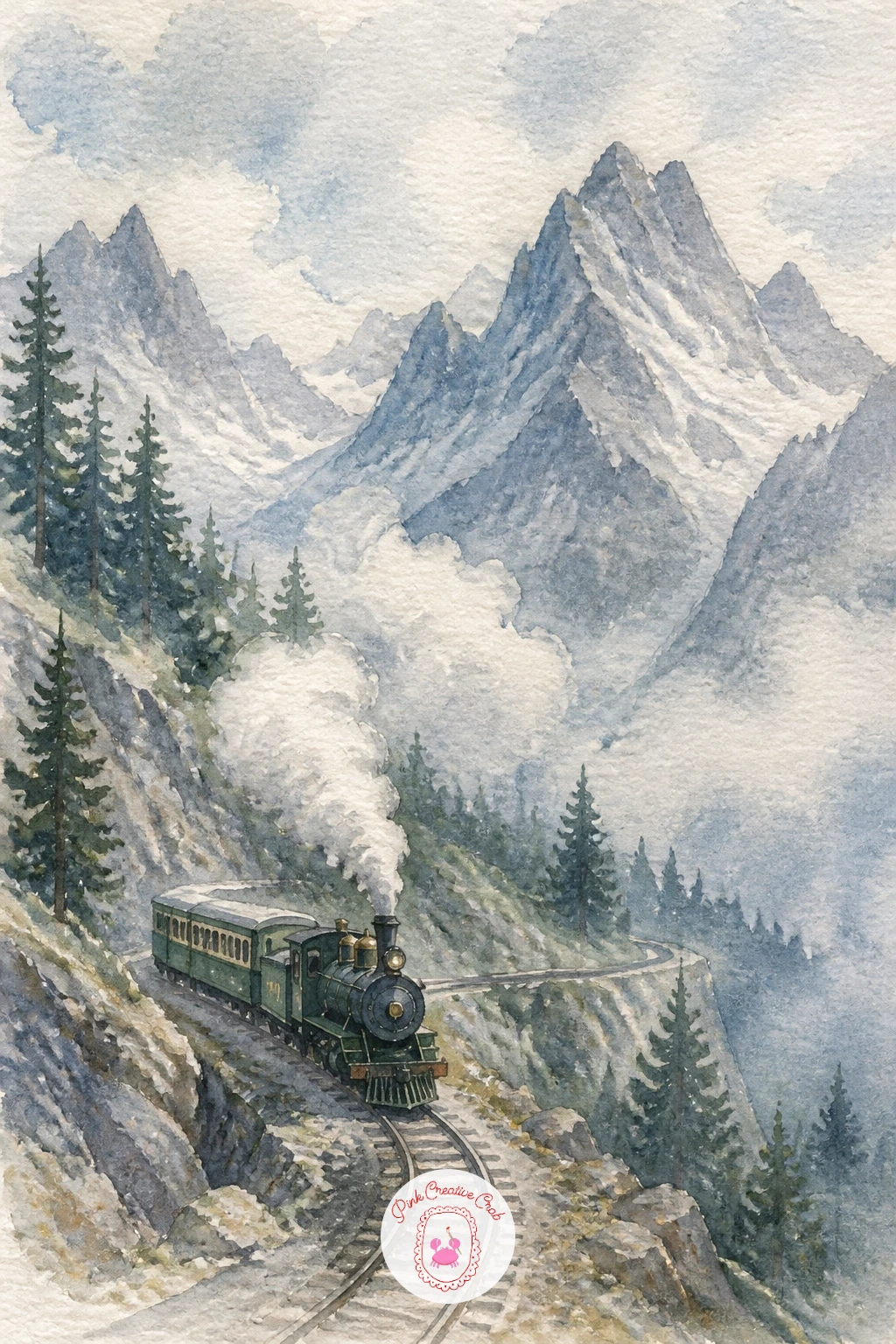 Vintage Steam Train Through Mountains — Leaving balloons behind for a moment, a steam train winding through mountains brings a different kind of vintage charm.