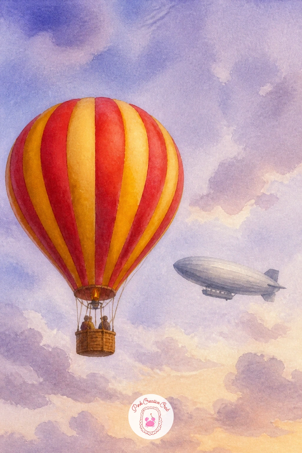 Balloon And An Airship In The Same Sky — Bringing two of this list's vehicles together, this scene pairs a colorful balloon with a sleek airship sharing the
