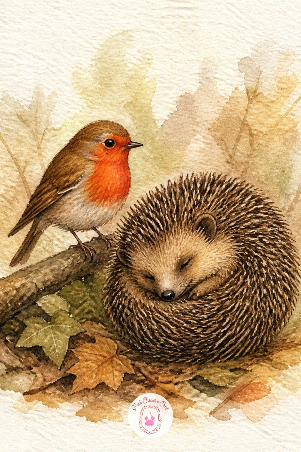 Robin And A Hedgehog — Bring a small robin to perch beside one of your hedgehogs, its red breast giving you a built-in pop of color against all that brown.