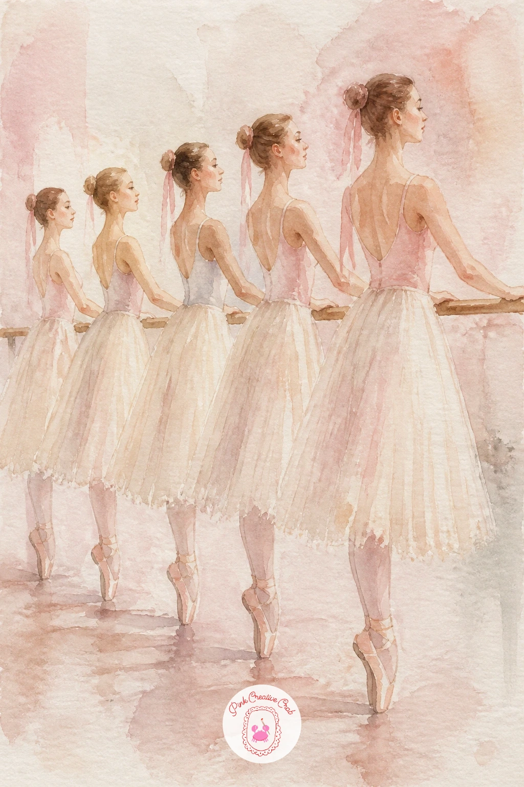Row of Dancers at the Barre — Move next to a row of dancers at the barre, which builds on the same soft figure work but adds a repeating rhythm across the