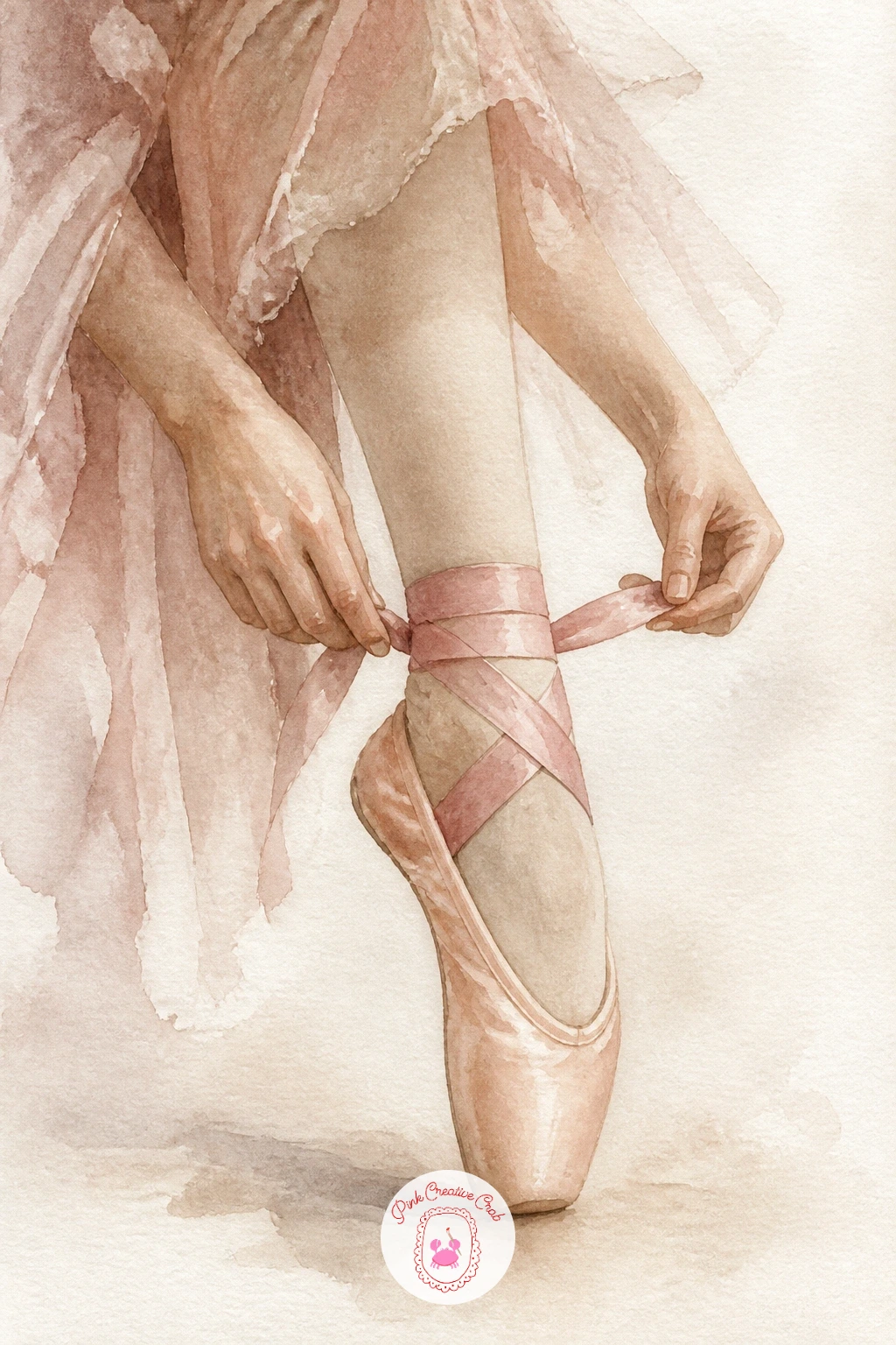 Tying Pointe Shoe Ribbons — Start with a ballerina tying pointe shoe ribbons since it is mostly simple shapes: a bent leg, a foot, and long ribbon bands you