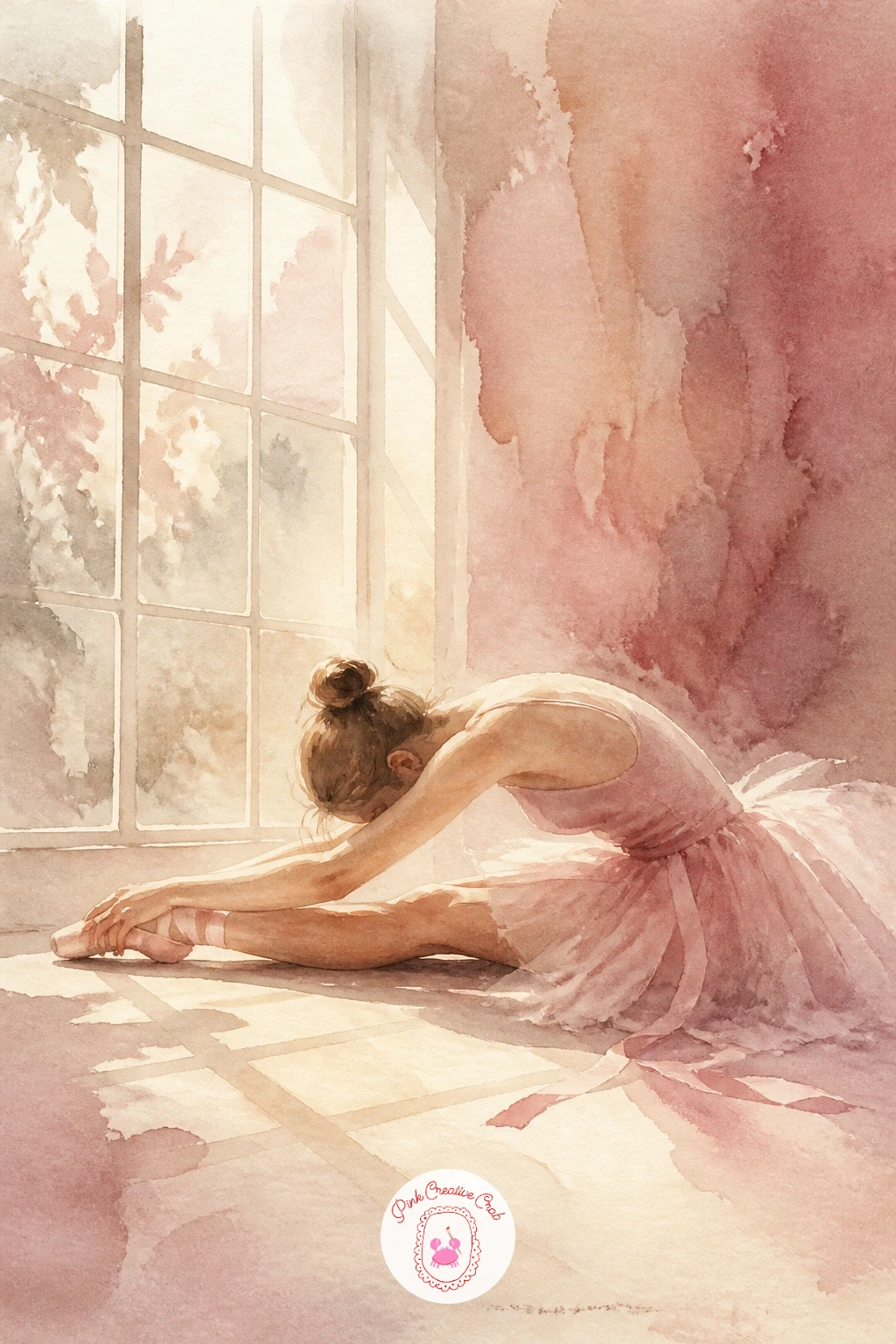 Stretching by a Window — Bring in natural light with a ballerina stretching by a window, which turns the lighting conversation from stage spotlight to soft