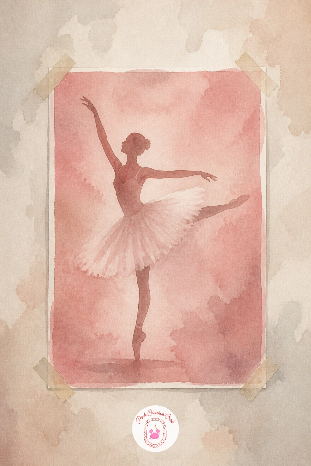 Ballet Recital Poster on a Wall — Have some fun with a ballet recital poster on a wall, a graphic little piece that lets you treat watercolor almost like a