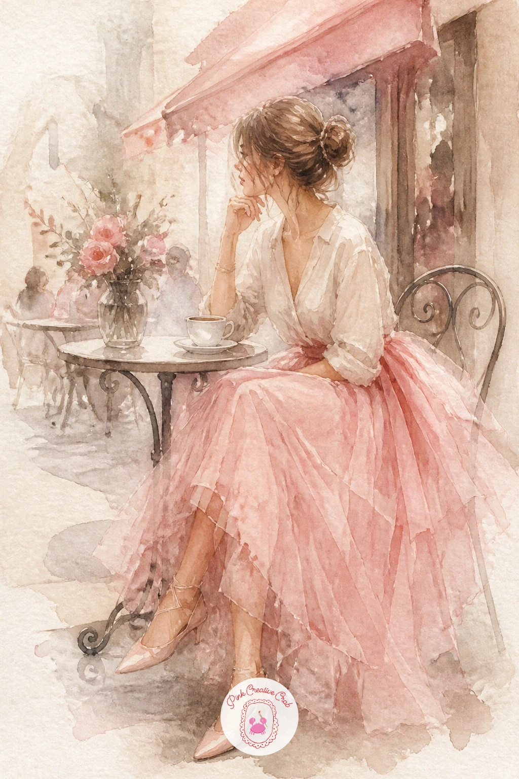 Pink Tulle Skirt at a Cafe — Give the balletcore trend its own spotlight with a ballerina in a pink tulle skirt at a cafe, pairing her soft skirt against