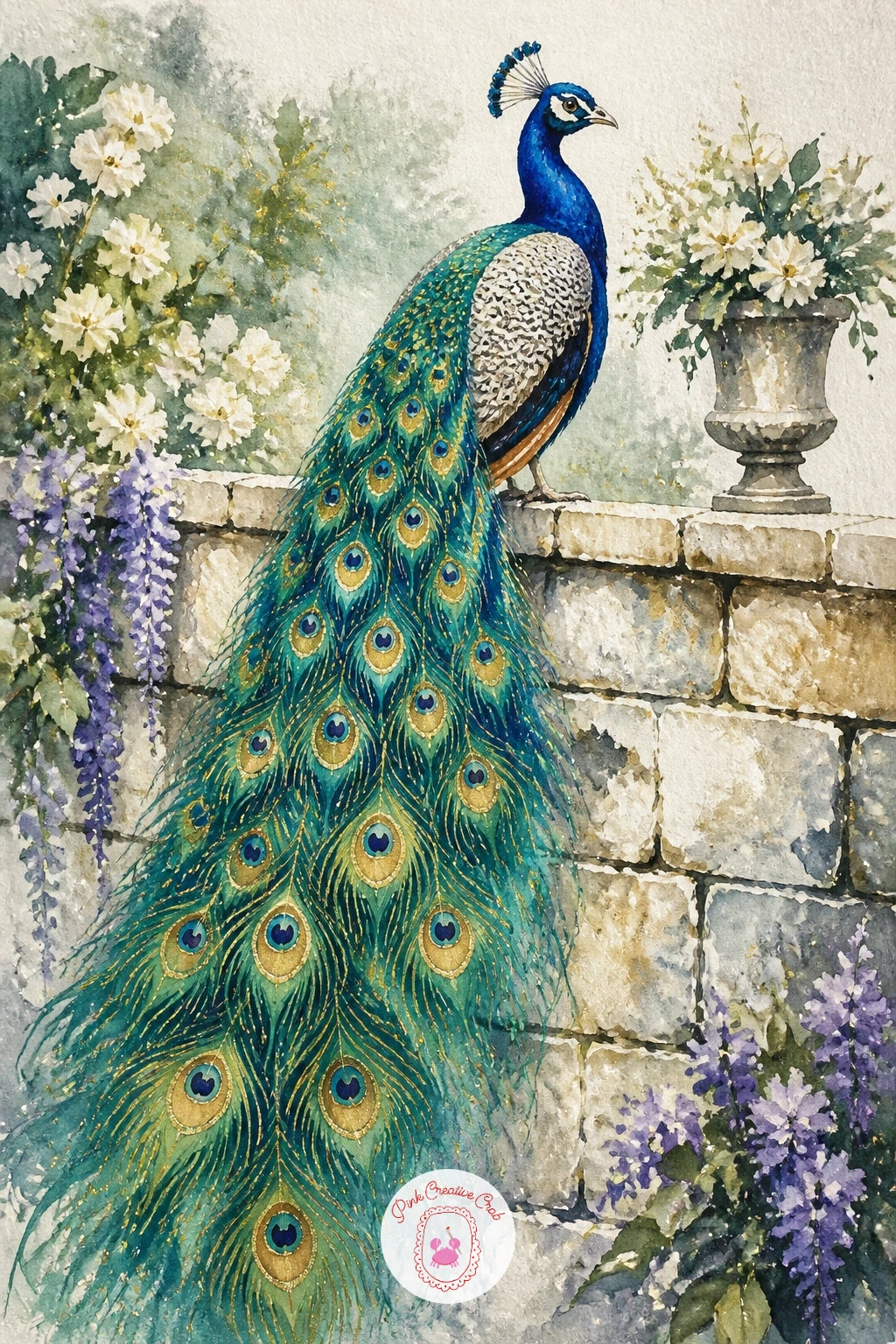 Peacock on a Garden Wall — Perching the bird changes the whole feel, so try a peacock on a garden wall next, tail trailing down over weathered stone. Peacock