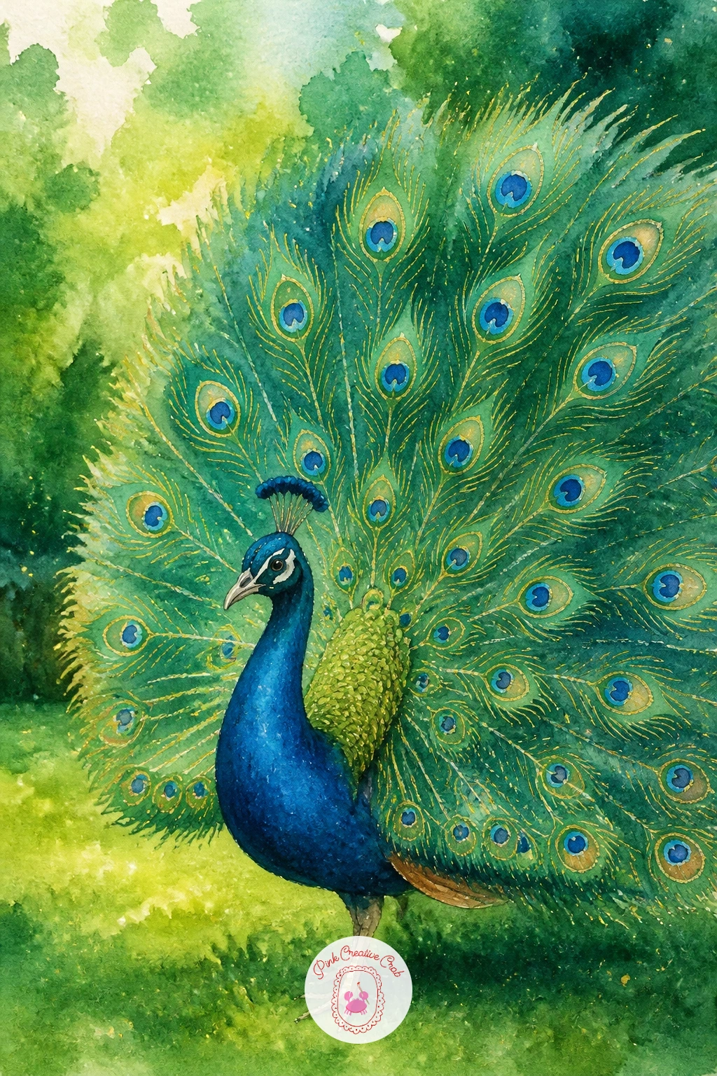 Peacock Spreading Feathers on a Lawn — Capture motion with a peacock spreading feathers on a lawn, caught mid-display with the tail only halfway open, as