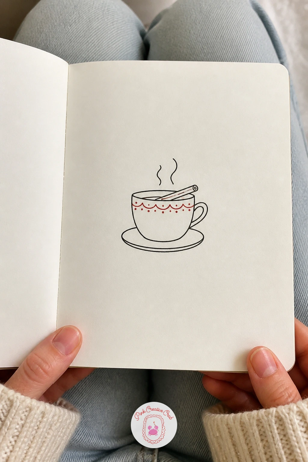 Teacup With A Cinnamon Stick — Return to a quiet, quick subject after the house: a teacup resting on its saucer. Simple christmas doodles