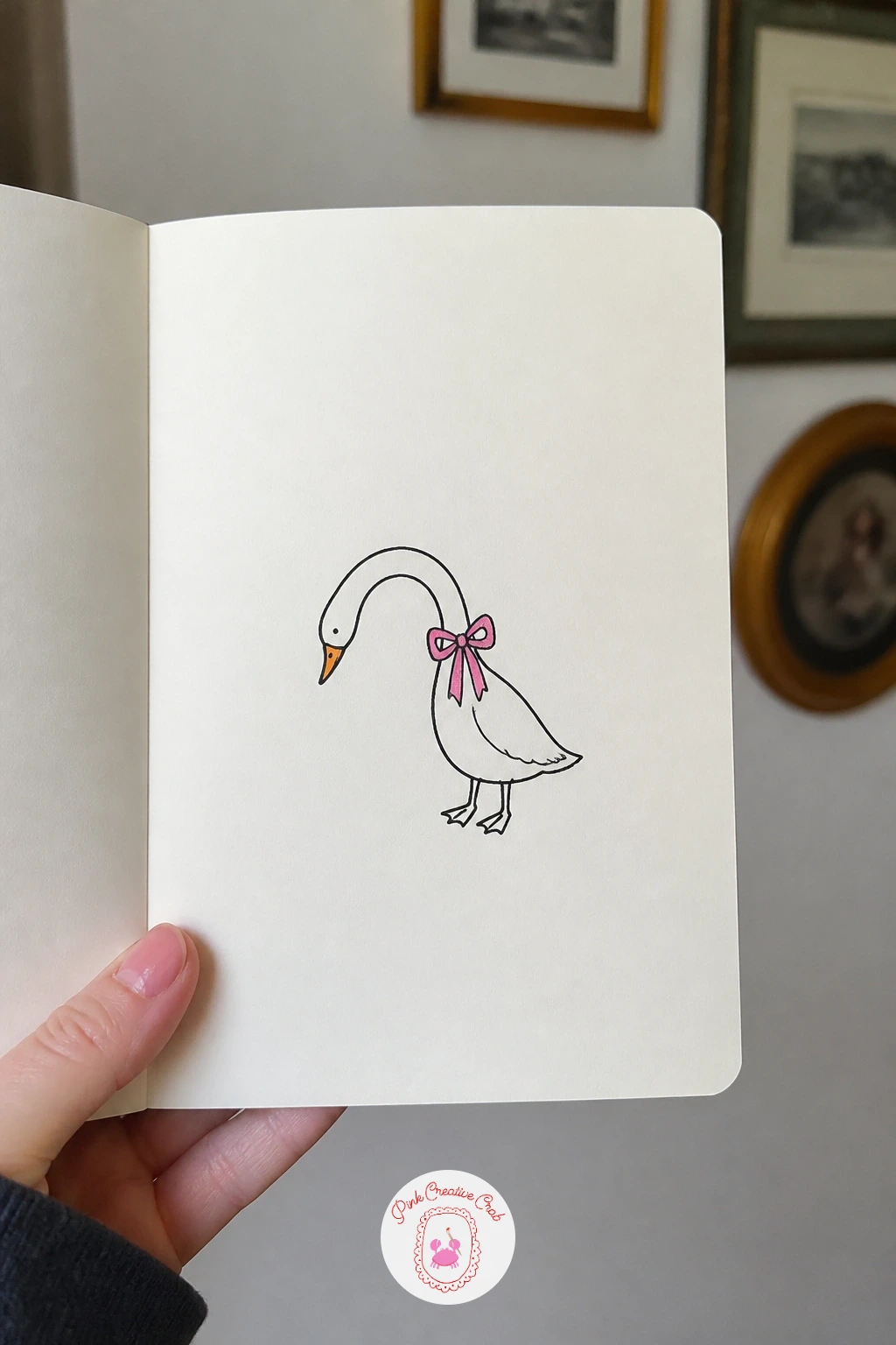 Goose With a Ribbon — Goose With a Ribbon shifts to a long necked bird shape that pairs nicely with the llama's elegant lines earlier. Christmas drawing ideas