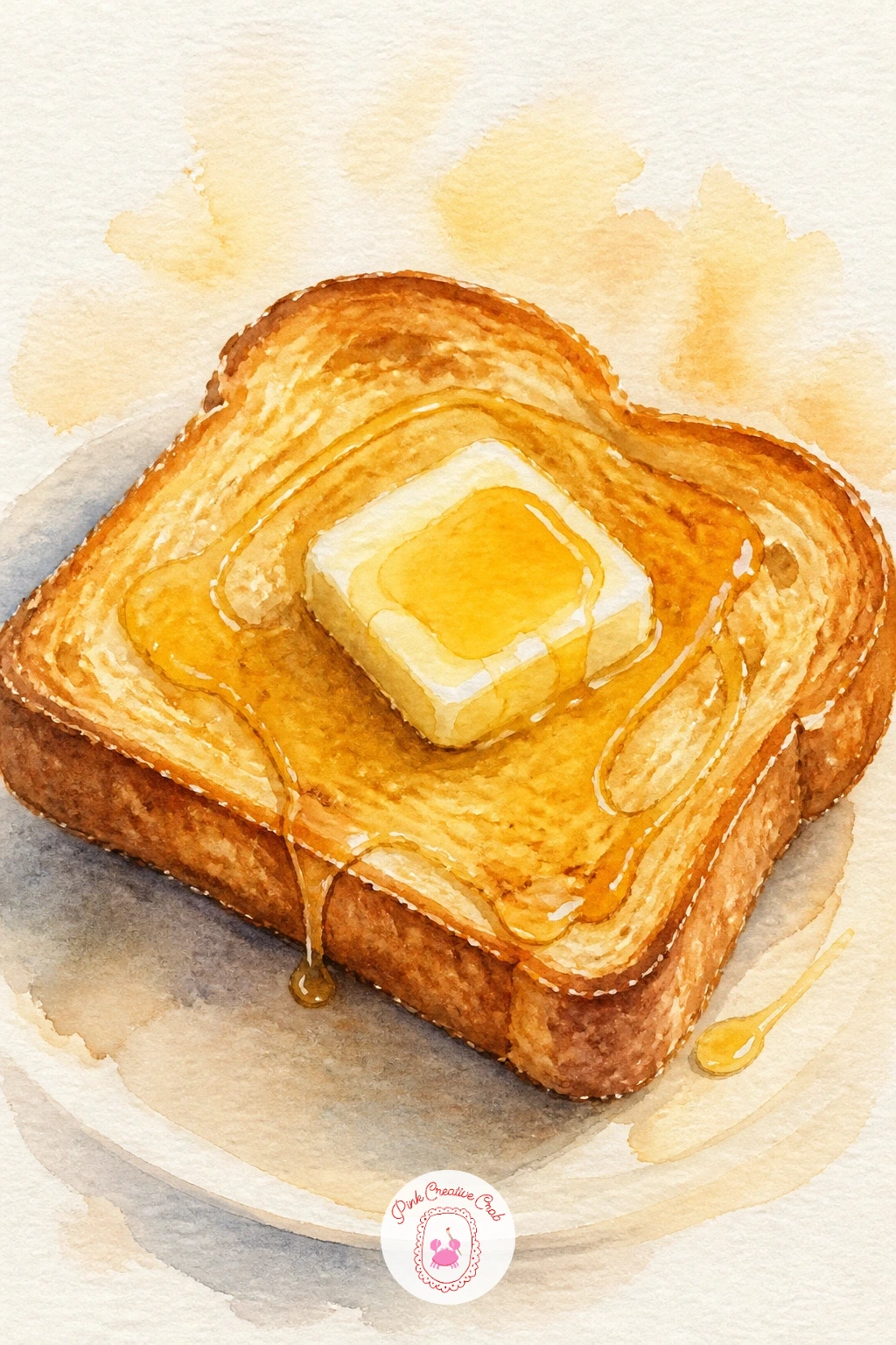 Slice of Toast With Butter and Honey — Toast is one of the easiest bread subjects to paint and a good one if today is a shorter session. Bread watercolor