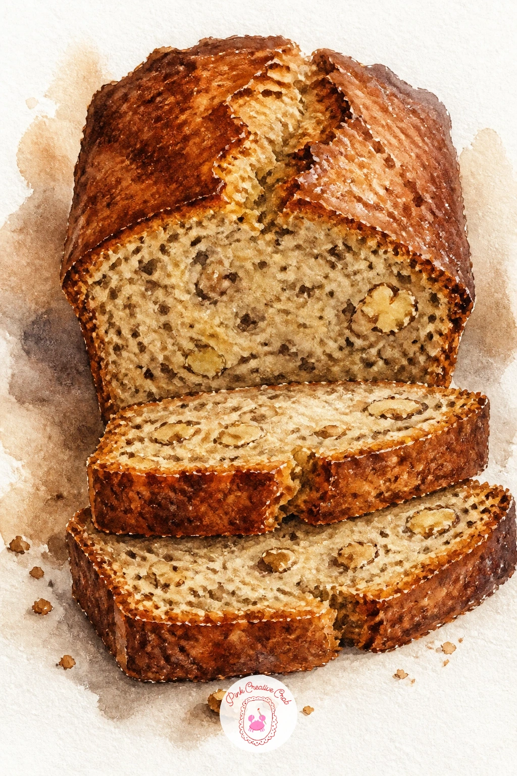 Banana Bread Loaf — Banana bread brings a different texture than crusty loaves: a darker, almost caramelized top crust with a moist, speckled interior peeking