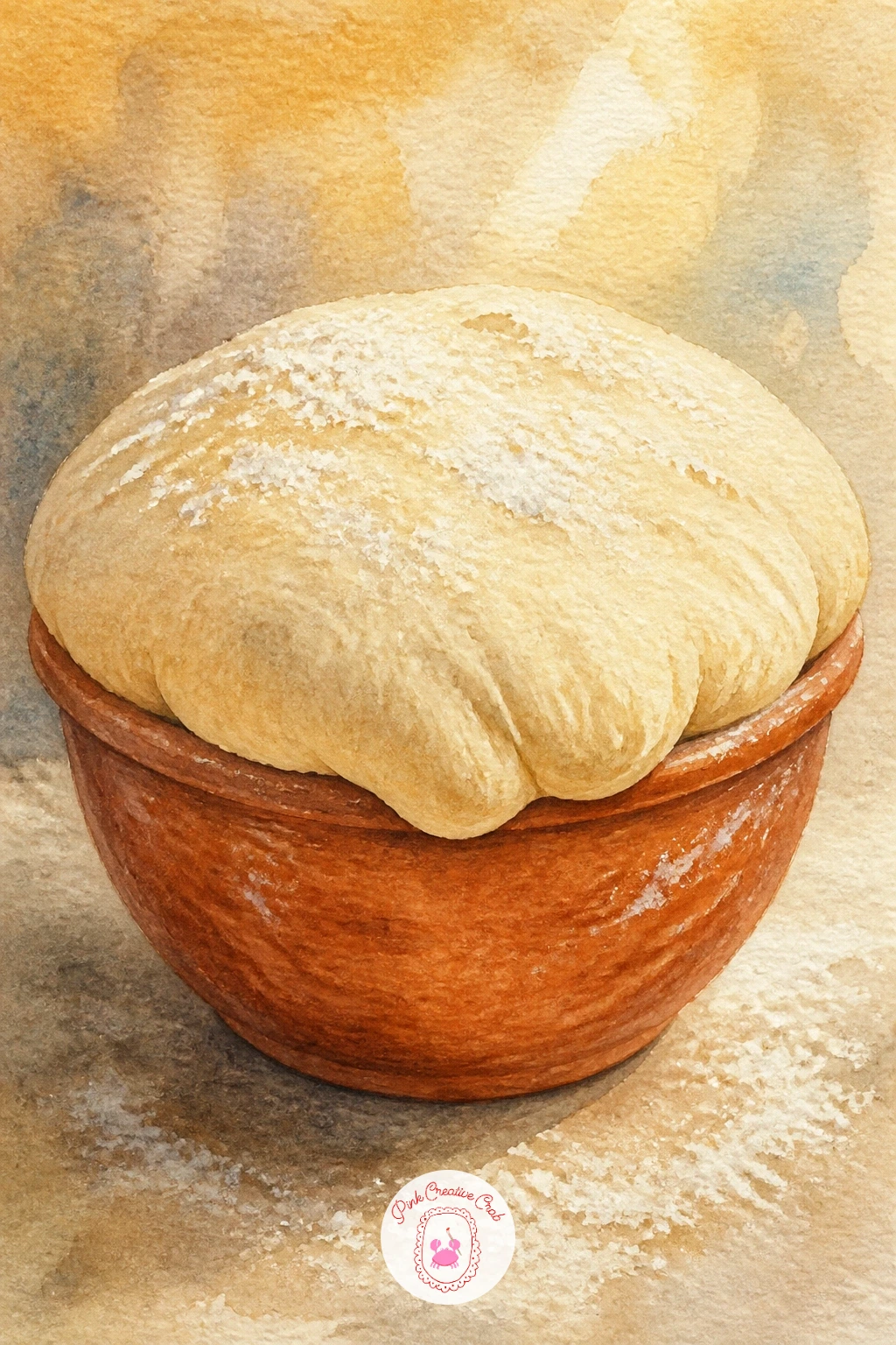 Dough Rising in a Bowl — Painting dough itself, rather than baked bread, is a nice change of texture. Bread watercolor