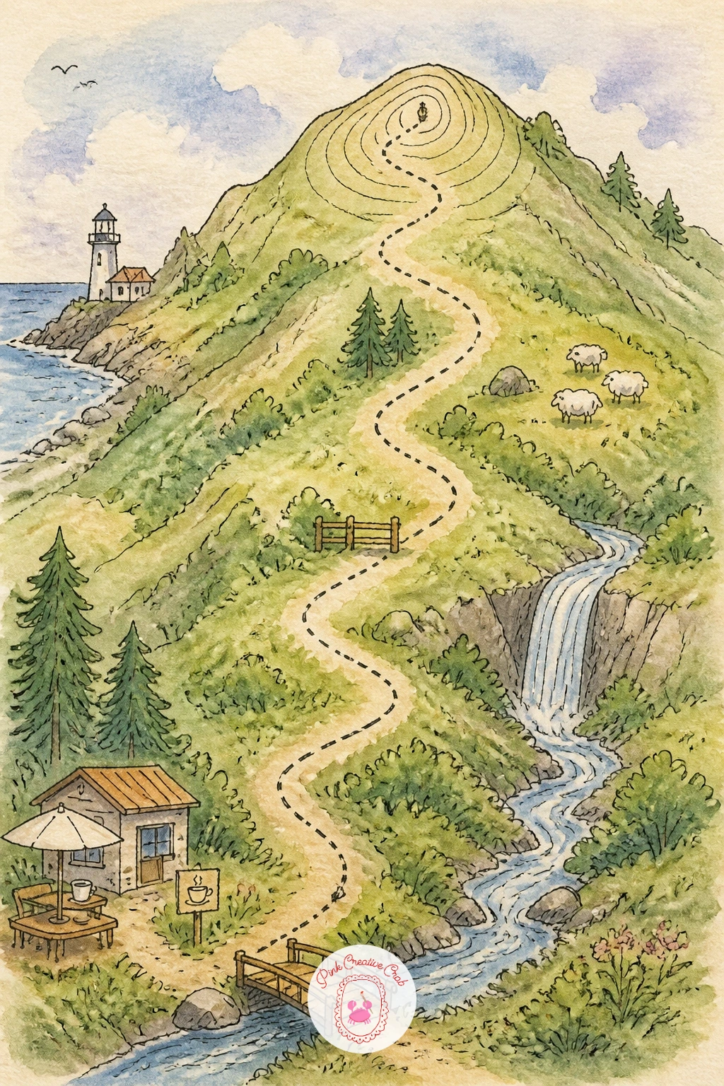 Hiking Trail Map — Trade the gentle vineyard slopes for something steeper with a hiking trail map, built around contour lines rather than straight roads.