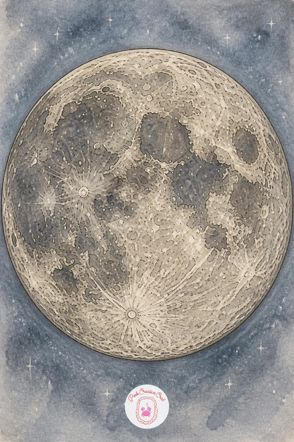 Map of the Moon — Leave the earth entirely for a map of the moon, where craters replace streets and the whole palette shrinks down to greys and blues.