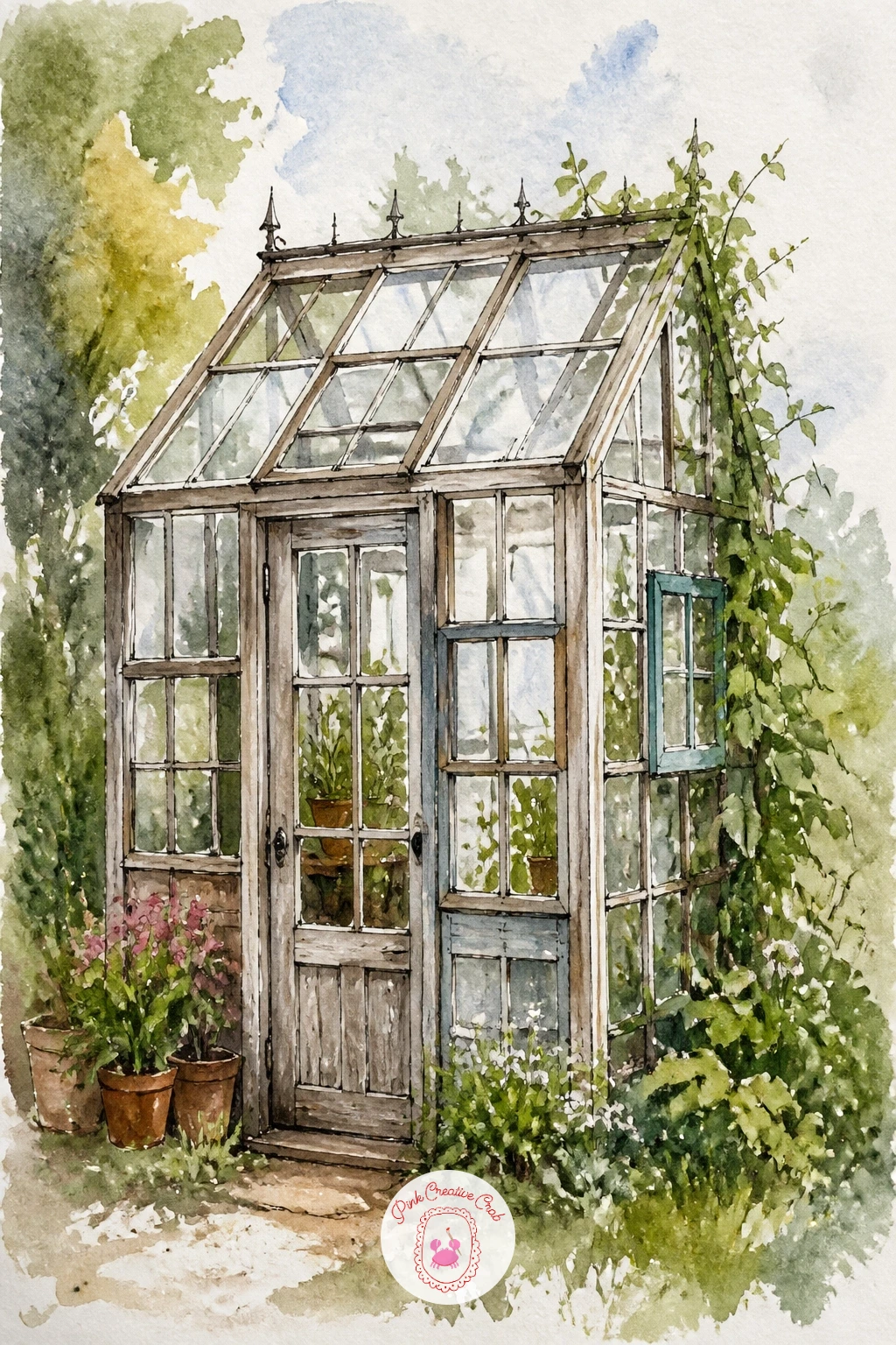 Greenhouse Made of Old Windows — Build this one from mismatched rectangles rather than one uniform grid, since a glasshouse made of salvaged windows naturally