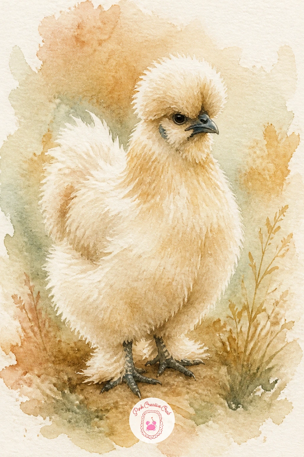 Fancy Silkie Chicken — Now for texture: a fancy silkie chicken is all fluff, and the fun is in how you handle the edges. Watercolor chickens
