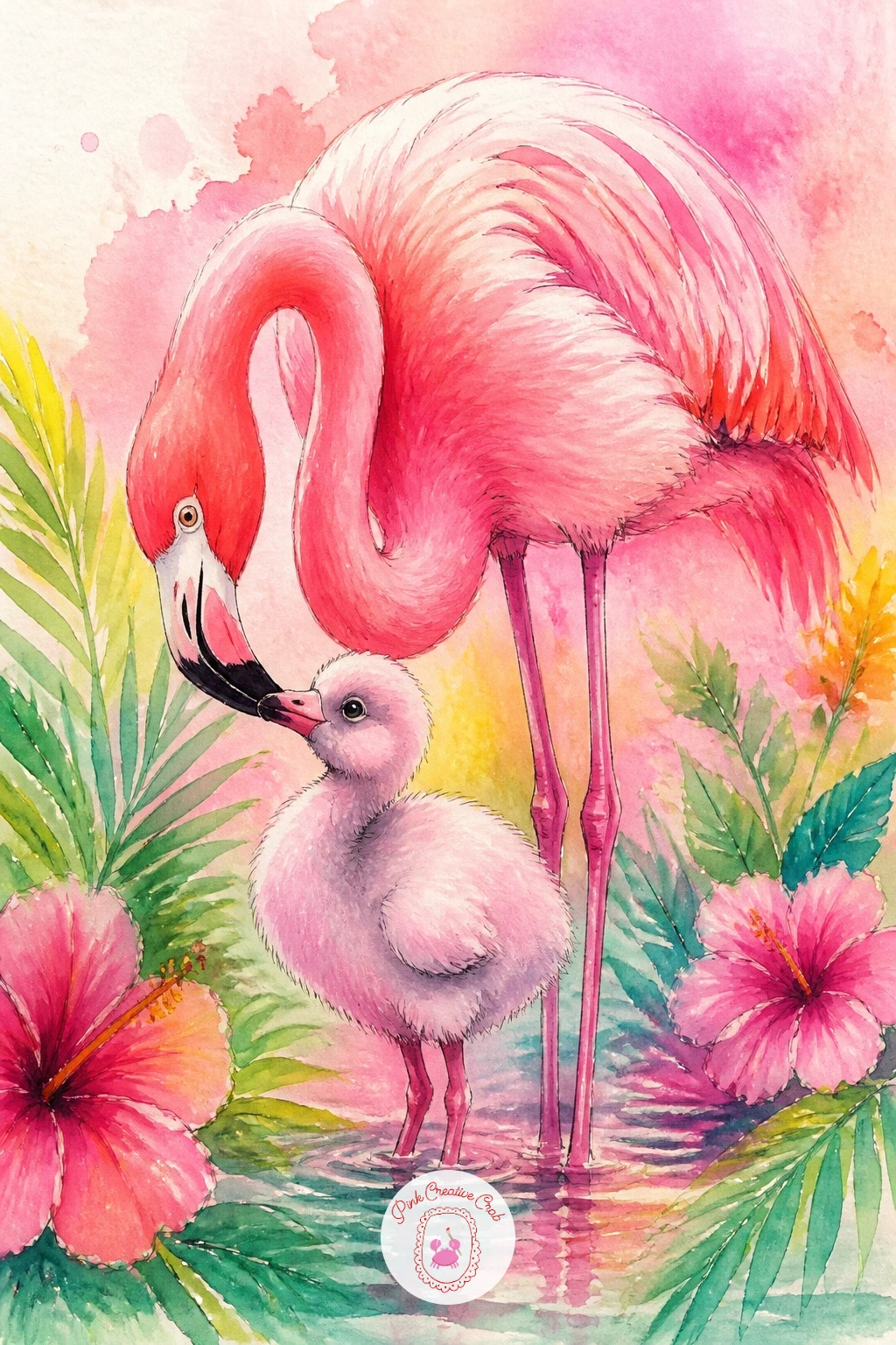 Flamingo Baby With Its Mother — A flamingo chick looks almost nothing like the graceful adult, and that difference is exactly what makes this pairing sweet, so
