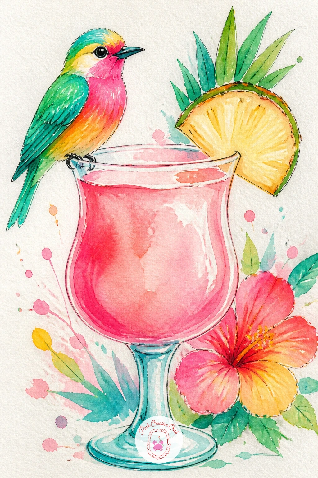 Tropical Bird On A Cocktail Glass — Perch a small tropical bird right on the rim of a cocktail glass for a fun, drink-menu kind of image, which means getting