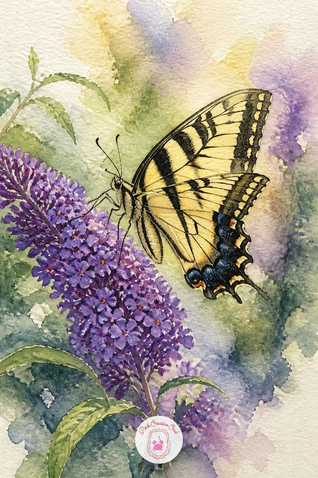 Swallowtail on a Buddleia — Follow with a swallowtail on a buddleia, pairing the long tapered wings with the butterfly bush's drooping purple flower spikes.