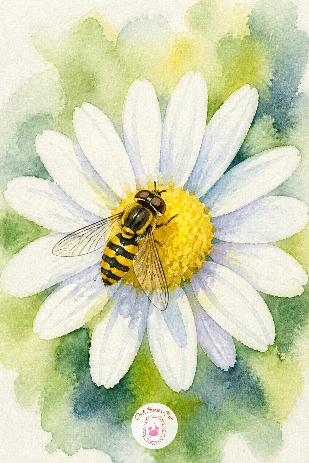 Hoverfly on a Daisy — Return to a bright, easy subject with a hoverfly on a daisy, a small and forgiving pairing for anyone wanting a quick palette cleanser