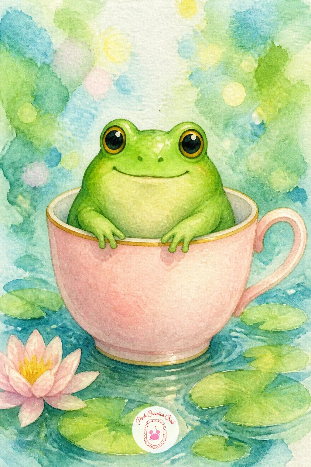 Frog Sitting in a Teacup — A frog sitting in a teacup is a charming next step once you have warmed up, mixing two subjects, china and skin, that each want a
