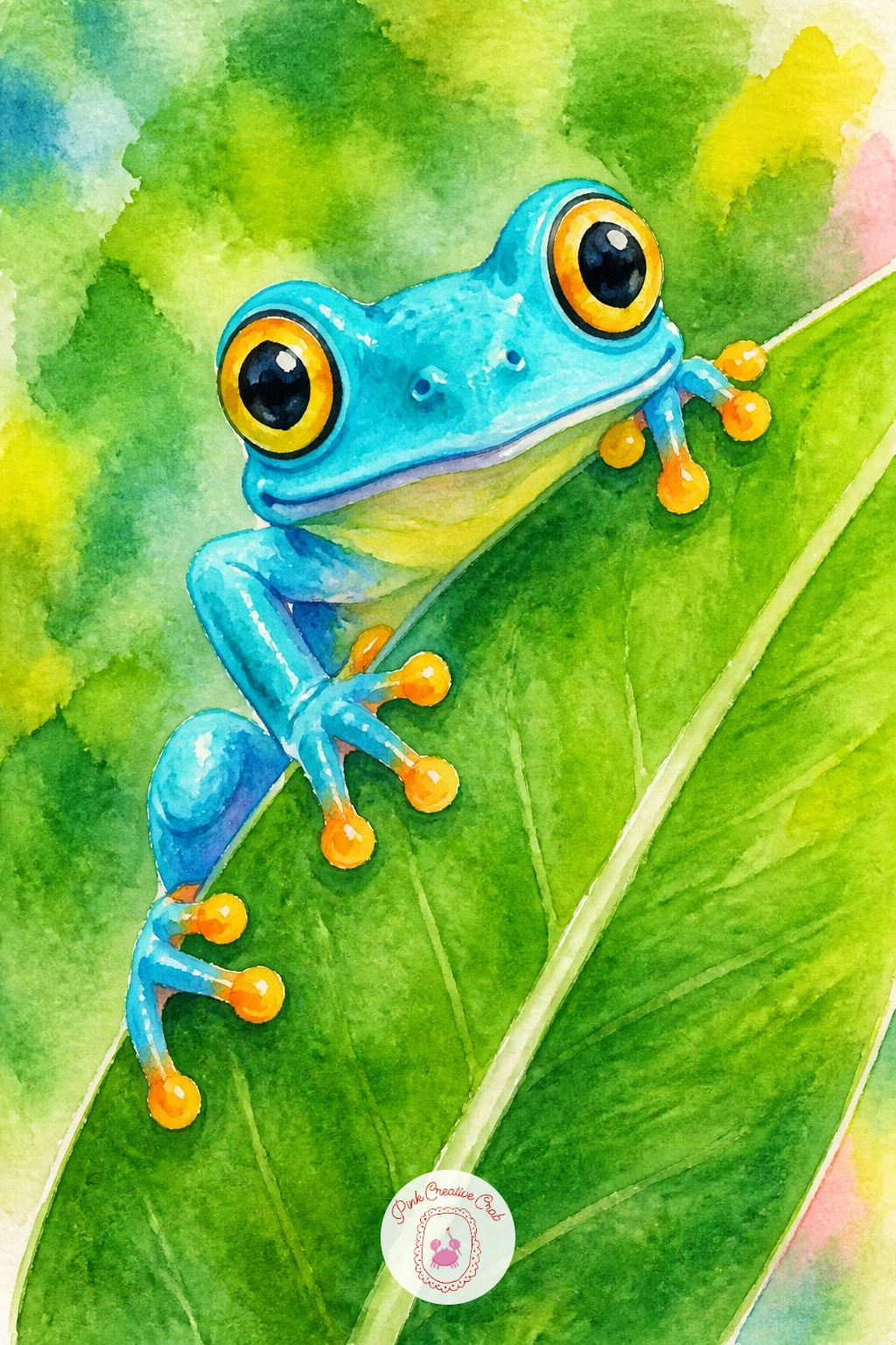 Tree Frog on a Bright Leaf",'content':" From the garden boot, climb up into the branches for a tree frog clinging to a bright leaf, a chance to use color far