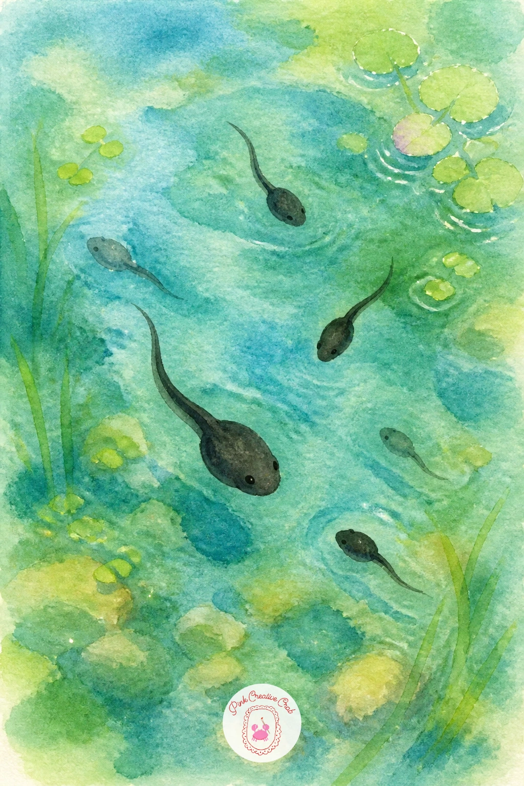 Tadpoles Chasing Each Other",'content':" After one duckling, multiply the fun with a little group of tadpoles darting after each other through the shallows.