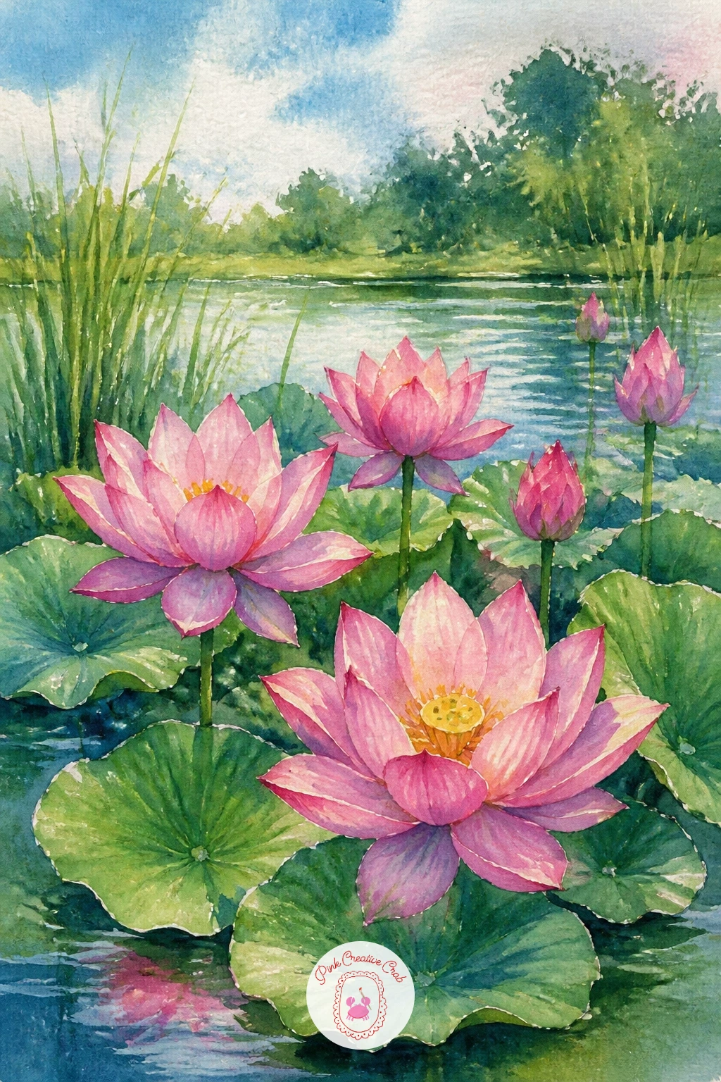 Lotus Flowers in Bloom — Zoom in close now for lotus flowers in bloom, a subject that works beautifully as a tighter, more botanical study after all those