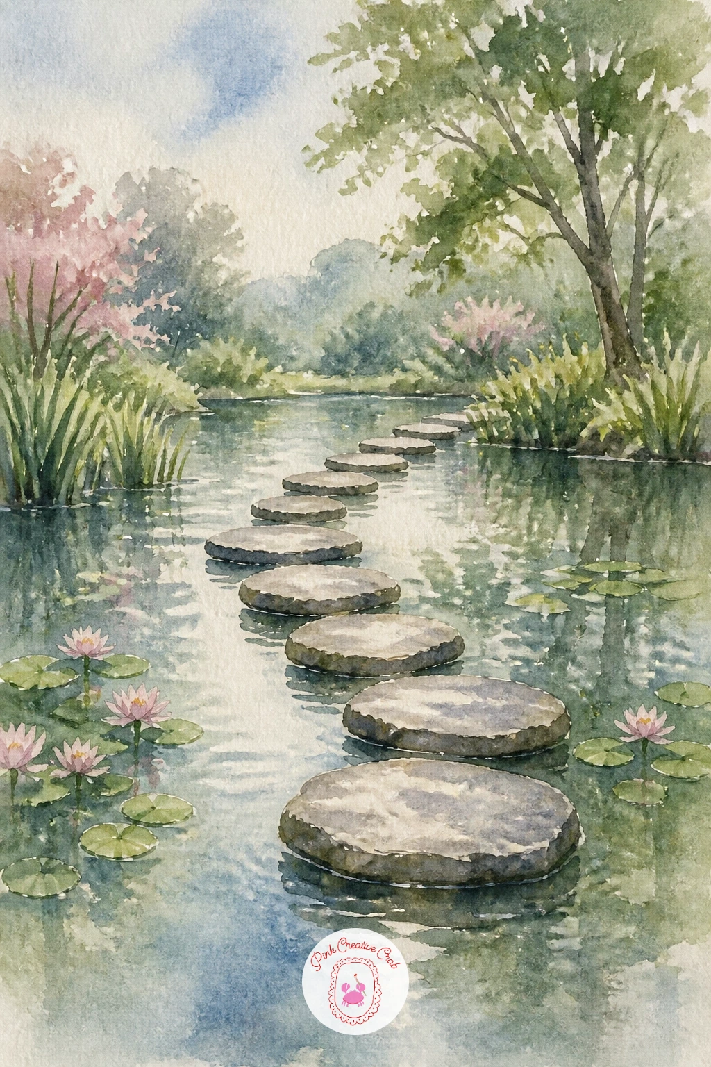 Stepping Stones Across a Pond — Bring some rhythm into the composition with stepping stones across a pond, a subject that relies on repetition and careful