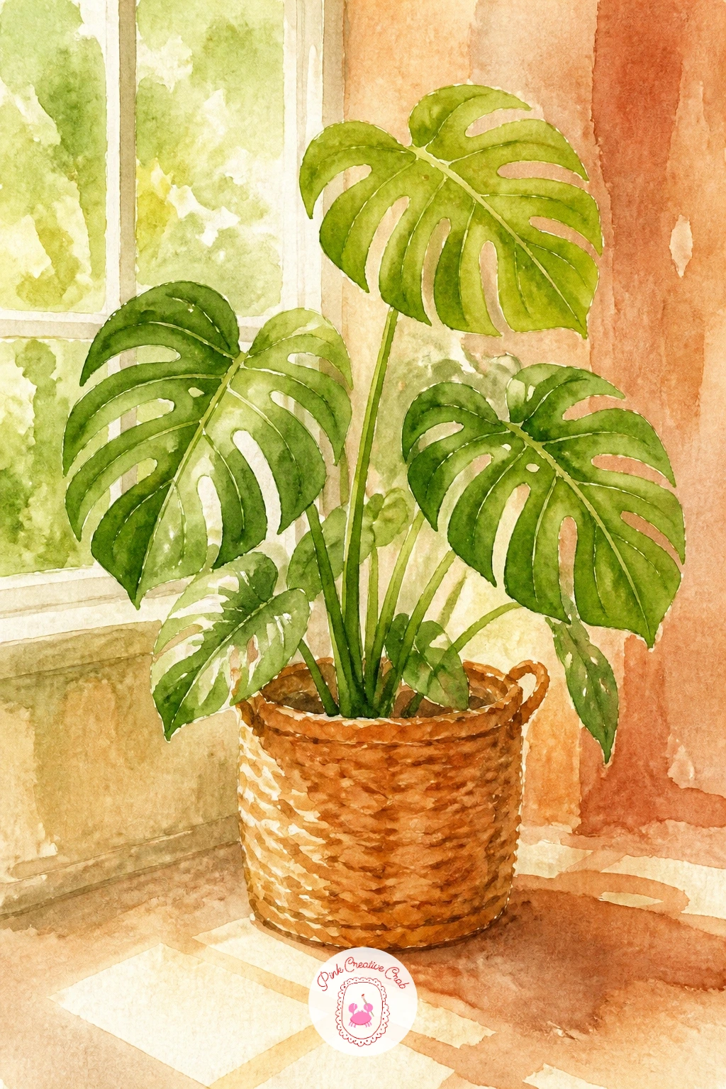 Monstera in a Woven Basket — Start with the easiest shape in the whole urban jungle: a monstera leaf is really just a wide oval with deep notches cut into the