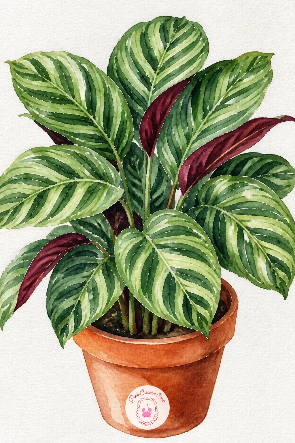 Calathea With Striped Leaves — Calathea leaves carry such distinct patterning that the painting really lives or dies on the stripes, so plan them before you
