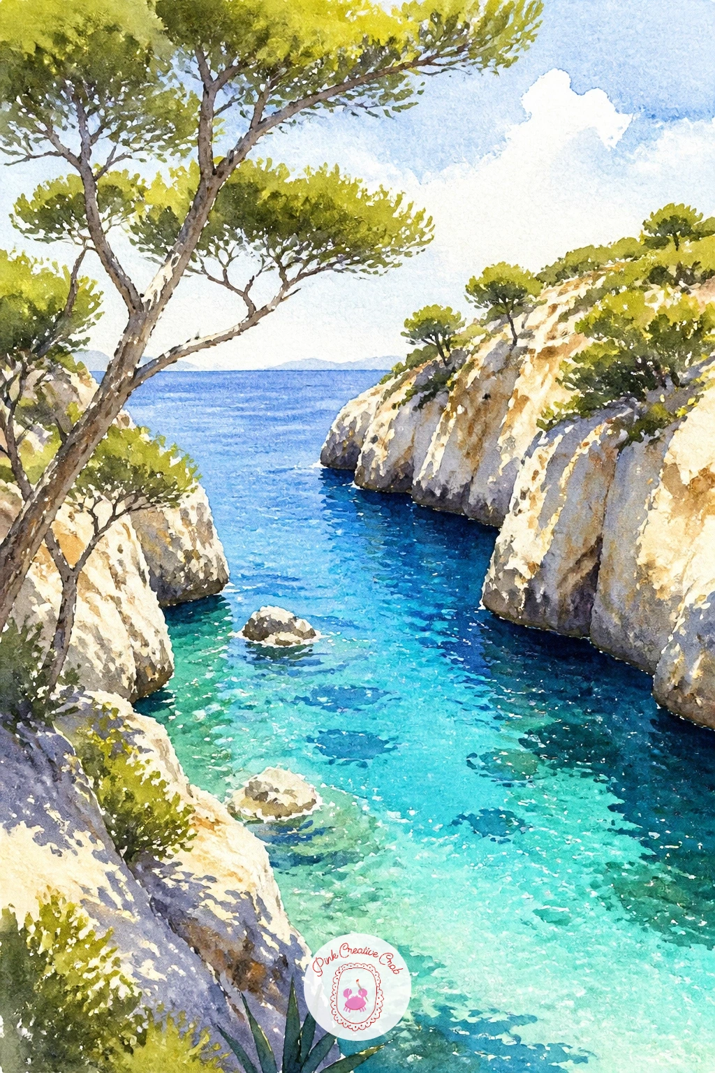 Mallorca Cala With Pines — Soften the edges with a Mallorca cala, one of those small pine-fringed coves with impossibly clear water tucked between pale rock